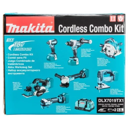 Makita DLX7019TX1 18 V Combiset Voor (slag)schroeven, Boren, Slijpen, Schaven En Zagen En Met Multitool -Makita DLX7019TX1 C1N1